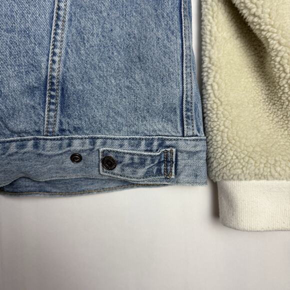 Levi's Jacket Womens Medium Ex-Boyfriend Sherpa‎ Trucker Denim Jean Coat $89 OOS - Picture 14 of 16